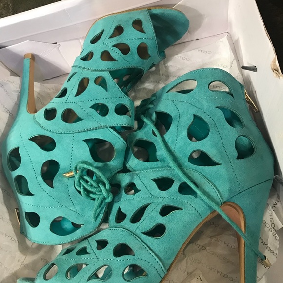 Aldo Aqua Zip up Lace up Heels - Picture 2 of 5